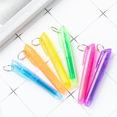10 Stück Bunte Textmarker mit Metall-Rundschlüsselanhänger Keilspitze Markerstift Schnelltrocknend für Scrapbooking Kalender Journal