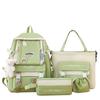 School bag four-piece school bag female versatile primary school student backpack tote bag fashion color matching large-capacity junior high school