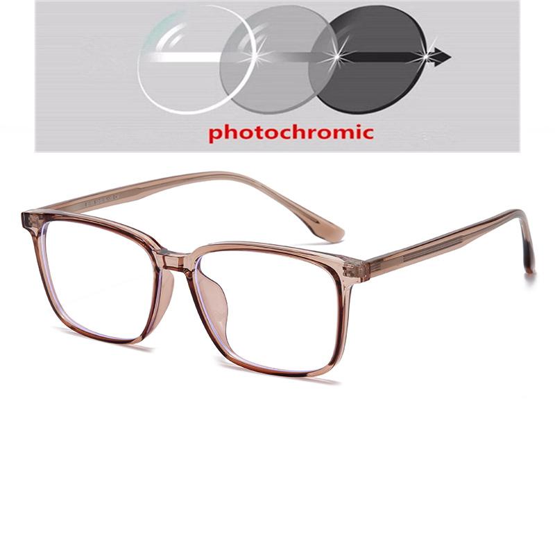 Transparent Gray Frame Blue Light Blocking Computer Eyeglasses Women Men TR90 Square Prescription Spectacles 0 -0.5 -0.75 To -6