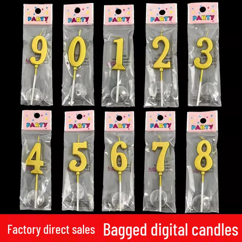 Gold Long Number Birthday Cake Candles - Boxed for Children's First Birthday