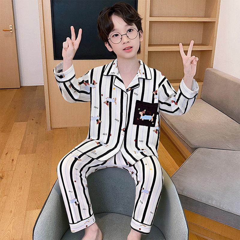 Spring & Autumn Children's Cartoon Cardigan Pajamas for Boys & Girls - Long Sleeve, Loose Fit, S/M/L Sizes