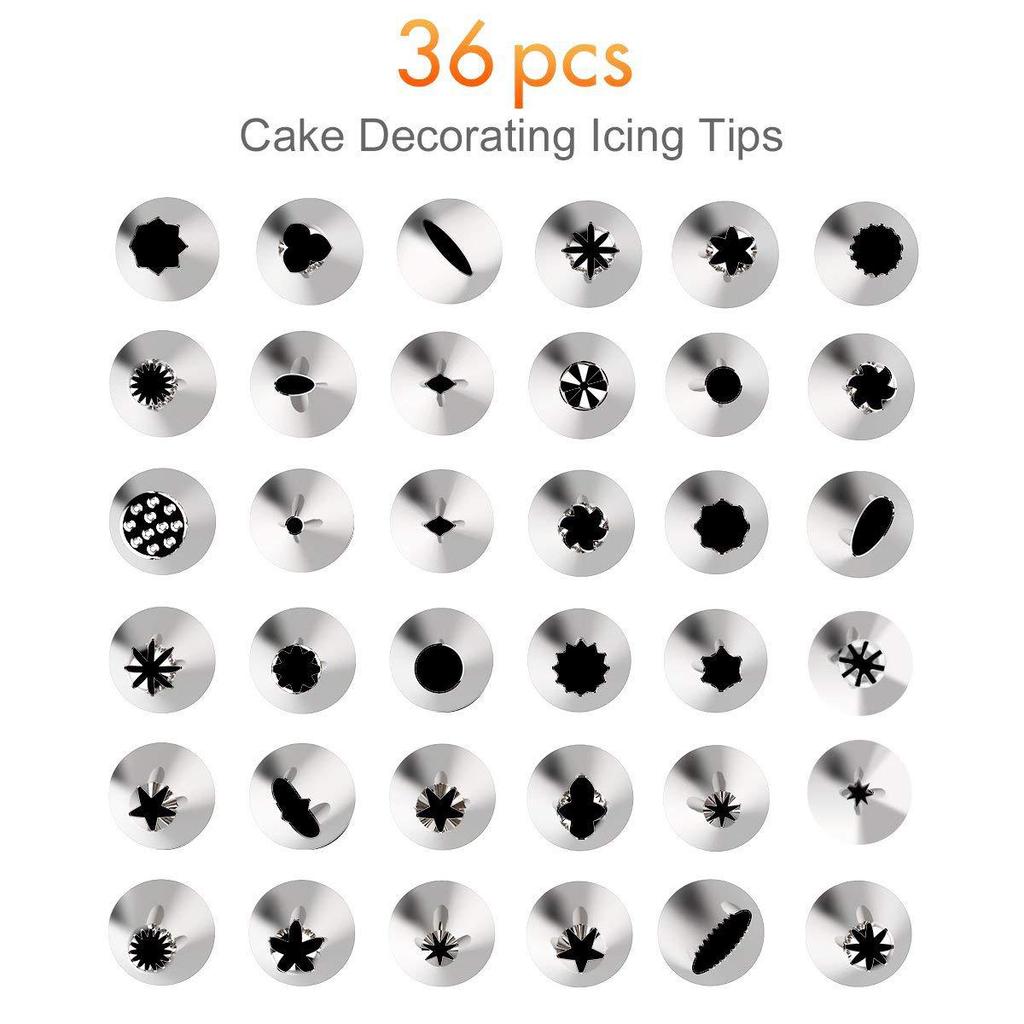 52 STK Kakepyntrekvisita Tipssett Rustfritt stål Bakeutstyr Glasurtips med konditorposer