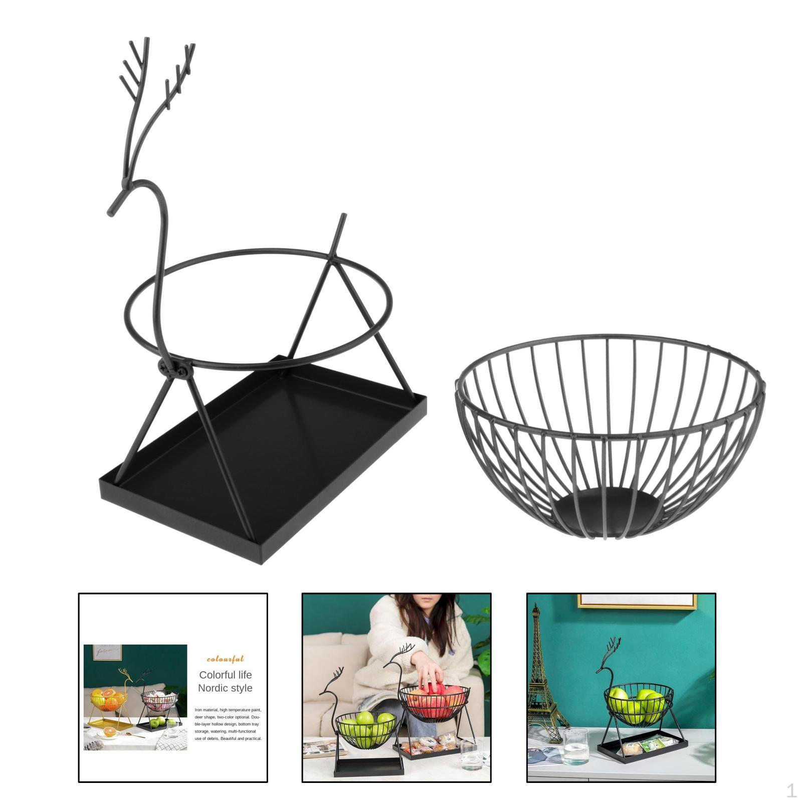 Elegant Metal Wire Fruit Holder for Kitchen and Home Decor Black Large