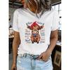 Damen Sommer Kurzarm T-Shirts mit Aufdruck, Modisch und Lässig, Maschinenwaschbar, Bequeme Passform, 2D Flachdruck