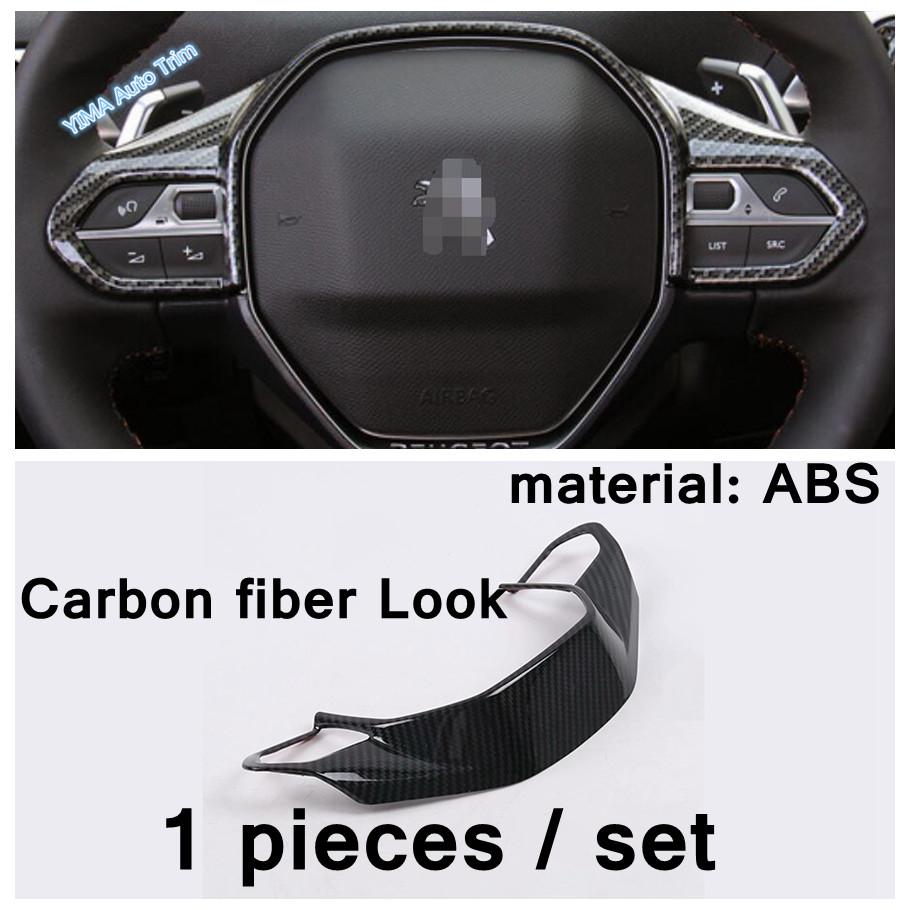 Car Steering Wheel Decoration Frame / Gear Shift Knob Head Cover Trim Fit For Peugeot 2008 - Carbon Fiber Accessories