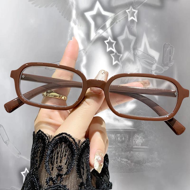 Y2K Printed Square Frame Glasses Women Men Retro Anti Blue Light Trends Eye Protection Eyewear Transparent Leopard Print Glasses