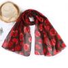 Colorful Poppy Print Scarf Cotton Voile Smooth Poppy Floral Shawl 180*90cm Breathable Poppies Floral Wrap for Women Ladies