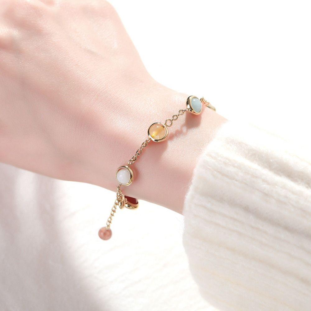 Adjustable Colorful Crystal Lucky Bracelet Waterproof Rainbow Candy Beads Bangle  Female Lady Girl