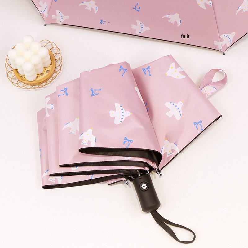 Stylish Cartoon Folding Umbrella: Sun & Rain Dual-Use with Thickened Black Glue for Summer Sun Protection