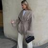 Lapel Tied Woolen Coat Women's Warm Comfortable Thick Cardigan Jacket Commute Retro Elegance Autumn/Winter 2025
