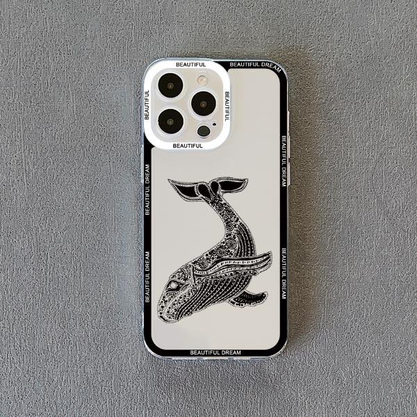 Ocean Whale Jellyfish Hand Painted Pattern Clear Phone Case For iphone 14 11 12 13 15 Plus Pro Max 7 8 Plus SE2020 X XR XS Cover