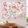 S-Super S-Sonico Cherry Blossom Guitar Tapestry, Cute Macaron Lolita Wall Hanging for Bedroom Dorm Room Sweet Otaku Decor Gift