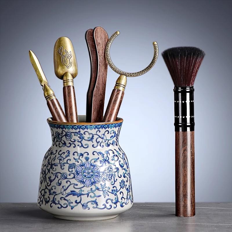 Tang Feng Tea Ceremony Six Gentlemen Set Kung Fu Tea Accories Clete Home High End Bla Ebony 6 Gentlemen Yu Kiln Tea Tube