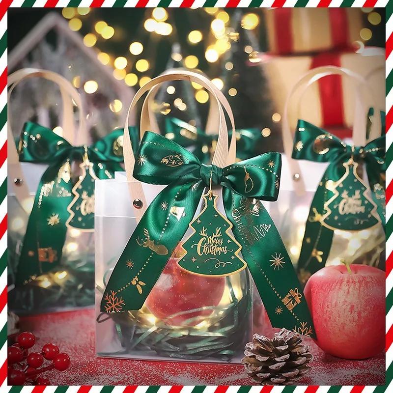 5 st Presentförpackningspåse PVC Genomskinlig Tote Bag Jul Lärarens dag Festival Högtid Presentpåsar Godispåse Lådor för Bröllop