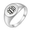 Stainless Steel 26 English Alphabet Printed Font Ring, Silver Color, Fashionable and Simple Titanium Steel Women's Ring