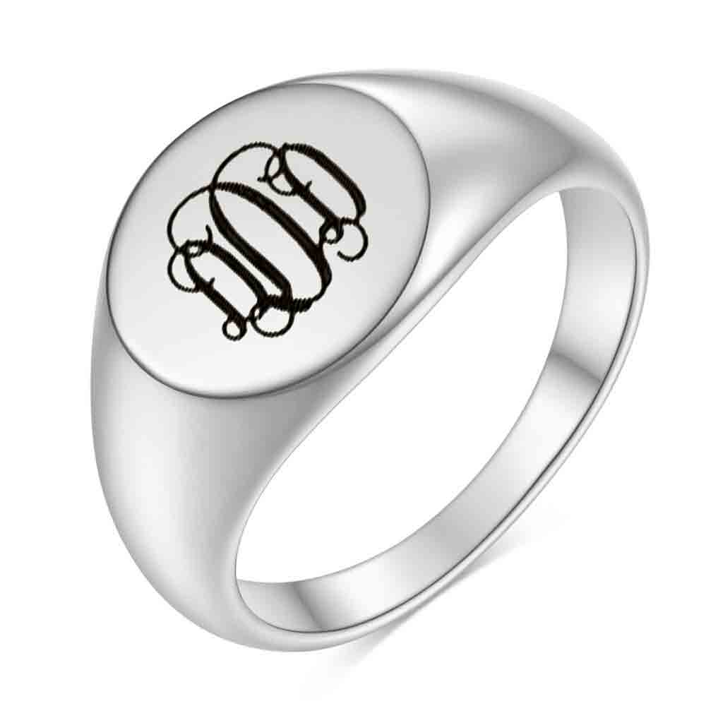 Stainless Steel 26 English Alphabet Printed Font Ring, Silver Color, Fashionable and Simple Titanium Steel Women's Ring