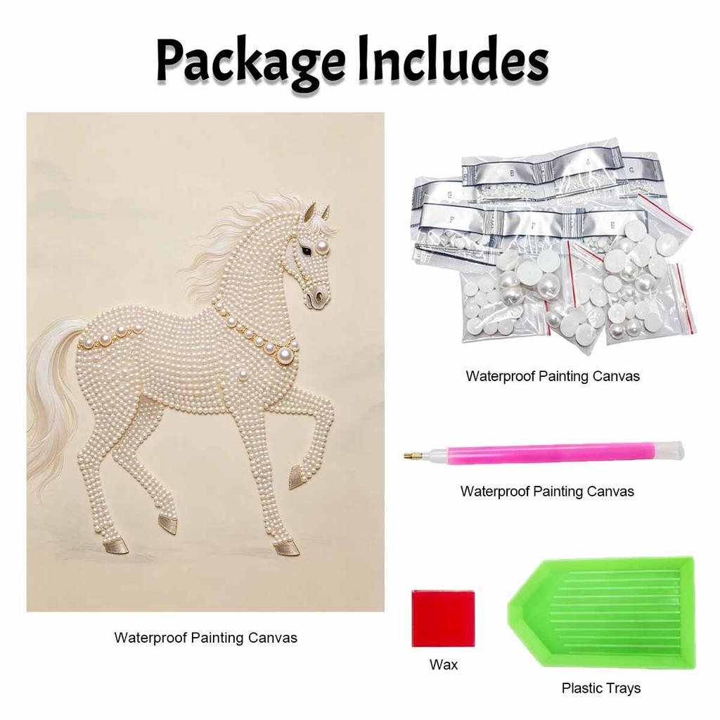 5D DIY Pearl Diamond Painting Kit Majestic Horse Full Drill Embroidery Mosaic Art Home Wall Decor Gift