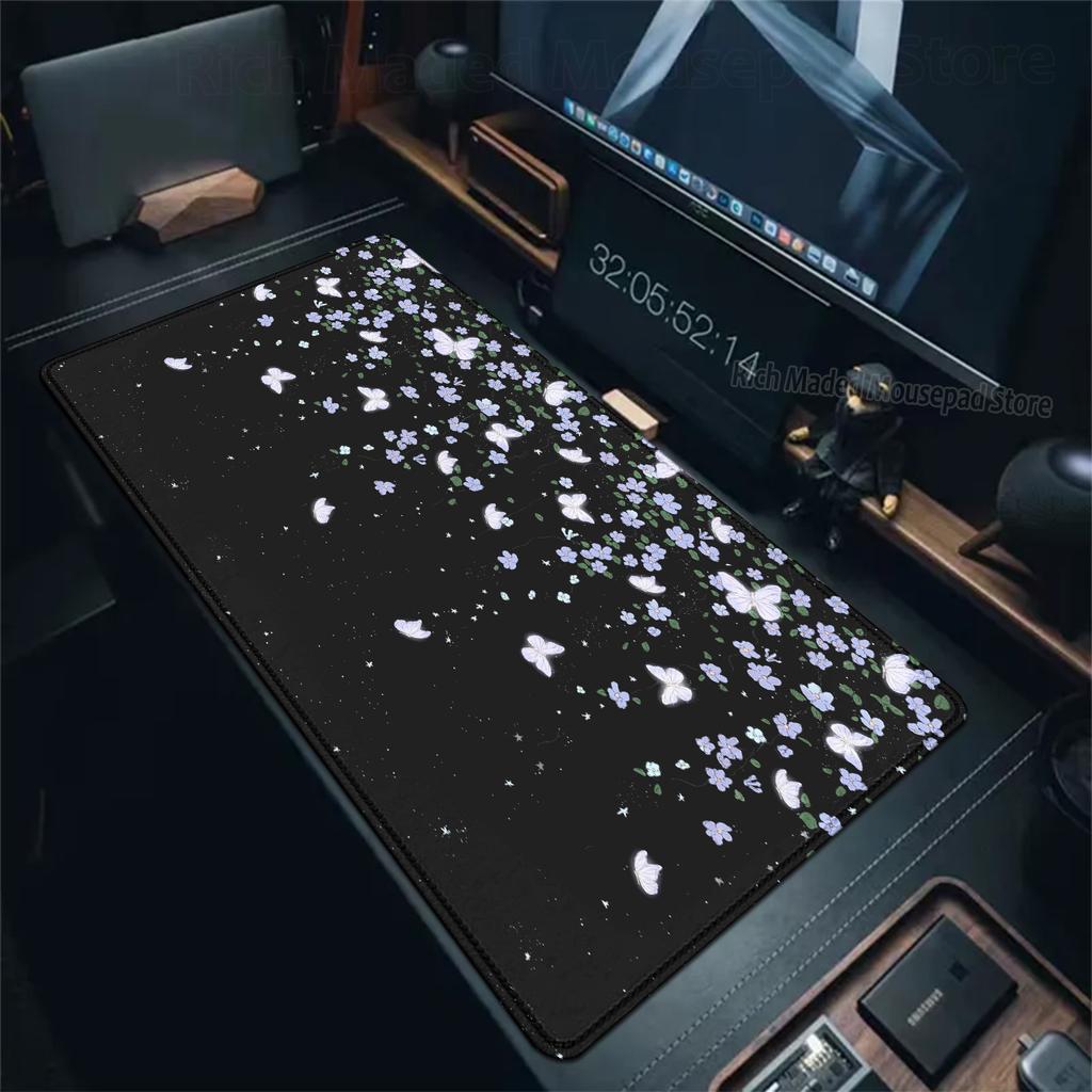 Mauspad Gaming Grüne Blume Gras Ästhetik Mauspads XXL Tastatur Erweiterte Fläche Sakura Teppich Großes Gummi-PC Anime Mauspad