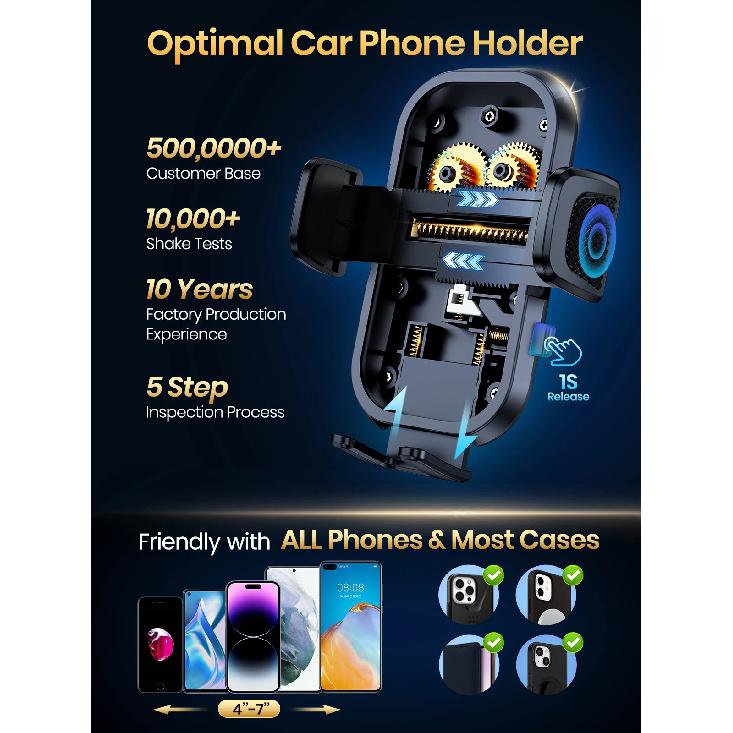 TOPK Verbessertes Hakenclip Auto Halterung FÜR Handy, Lüftungsschlitz Universelle Halterung, Super Stabile Passform für iPhone LKW Smartphones