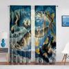 Goldfish Koi Fish Ink Painting Leaves Tulle Curtains for Living Room Bedroom Decor Chiffon Sheer Voile Kitchen Window Curtain