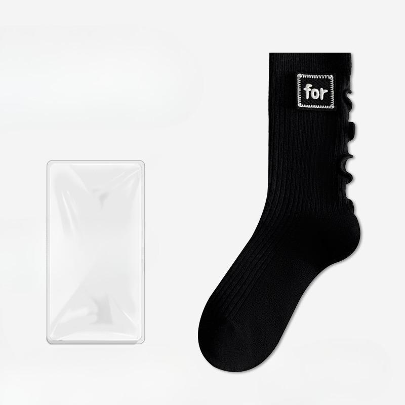 Damen Herbst und Winter Alles Build Holzohr Seitenstoffetikett Lange Röhre Rippstrick Socken
