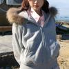 Casual Hooded Fur Collar Zipper Sweatshirts Autumn Winter Fleece Patchwork Women's Clothing Fashion Letter Loose Pockets Hoodies