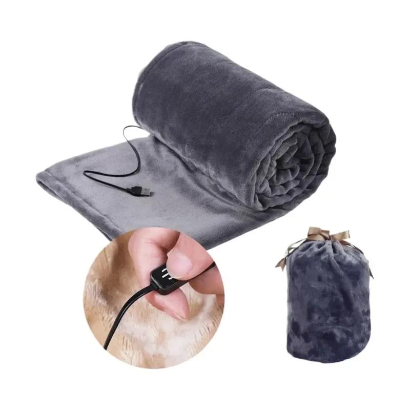 Hot 140x80cm USB Heating Blanket Travel For Sofa Bed 5 Levels Portable Electric Blanket Winter Warm Soft Plush Car Shawl Camping