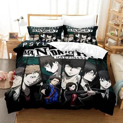 Anime Psycho Pass Bequeme Bettdecke Bettbezug Kissenbezug Bettwäscheset Kinder Schlafzimmer Dekoration Heimtextilien
