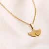 18K Gold Plated Stainless Steel Ginkgo Leaf Pendant Necklace for Women - Elegant Clavicle Chain, Ideal for Daily Wear or Gifts