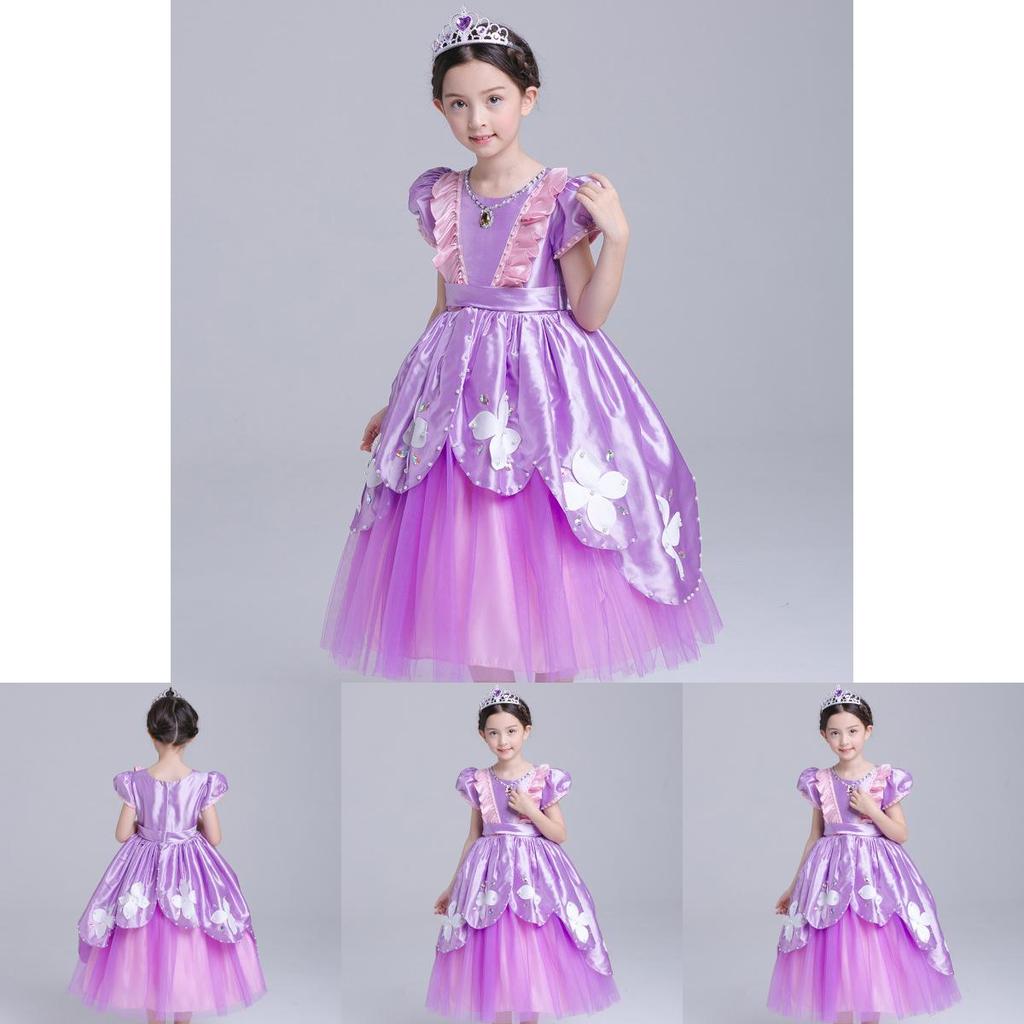 Encantador Vestido Deluxe da Sofia a Primeira Fantasia de Princesa Sofia Vestido Longo em Roxo