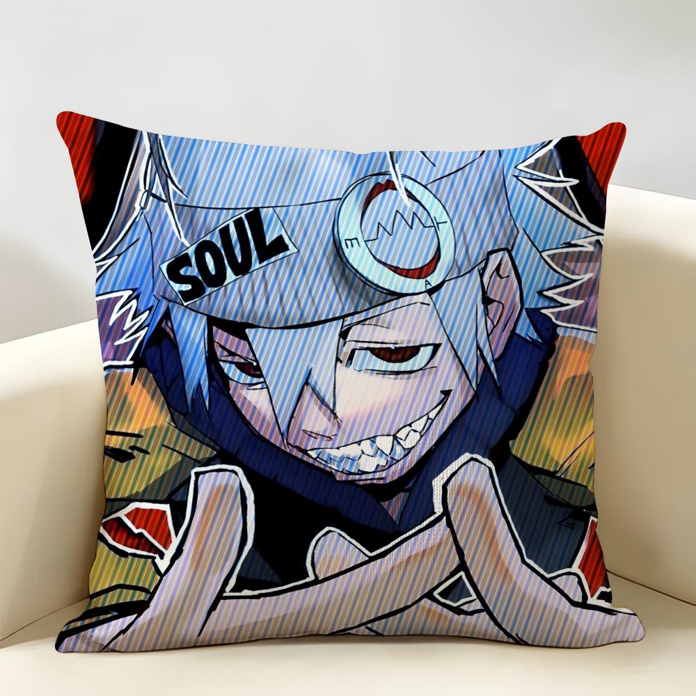 SSoul Eater Anime Evans Cushion Cover Natural Linen Organic Fabric DoubleSided Printing Room Sofa Decor Pillow Case