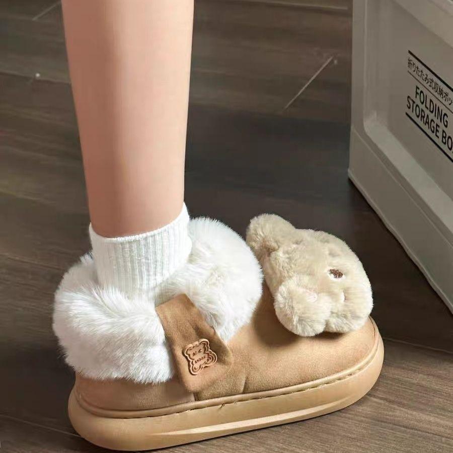 Internet celebrity bear non-slip Northeast thick-soled snow boots women's winter 2025 new velvet thickened thermal cotton shoes