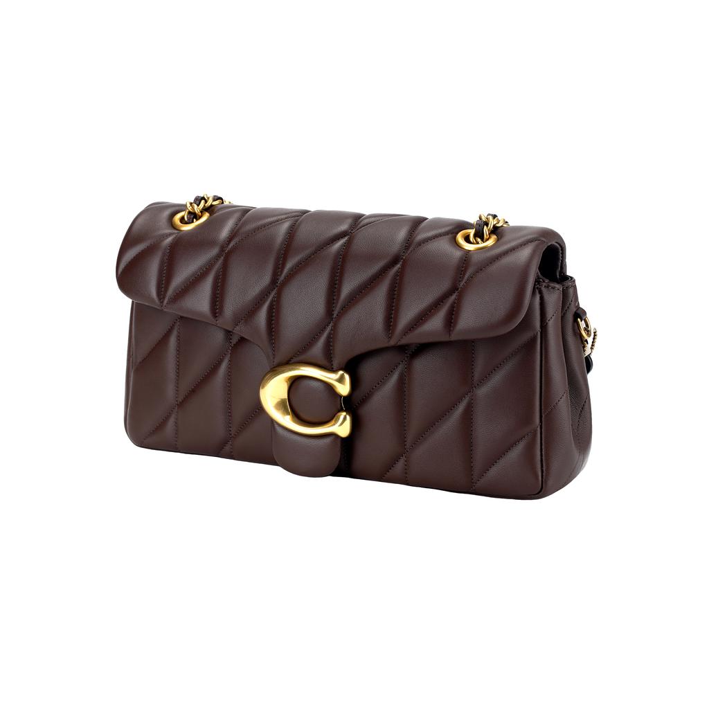 Coach Women's Quilted Leather Shoulder Bag, Large Capacity C Logo Flap Chain Crossbody Bag, Fashionable for Daily Commute & Shopping CP150-B4MPL