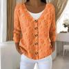 Damemote Langermet Christmas Snowman Snowflake Print Jakke Cardigan