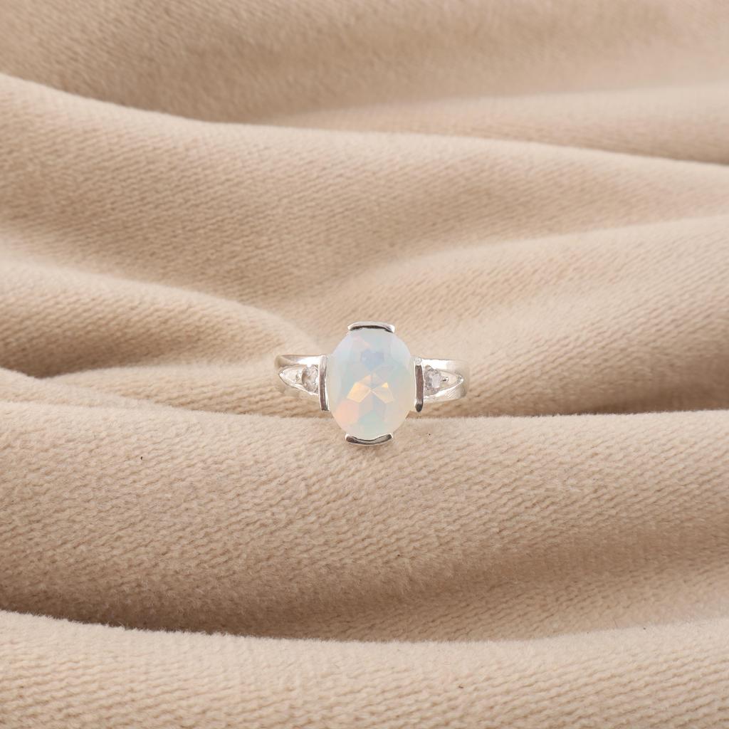 Milky Opal Gemstone 925 Sterling Silver Partywear Elegant Ring For Gift CZR-18-15