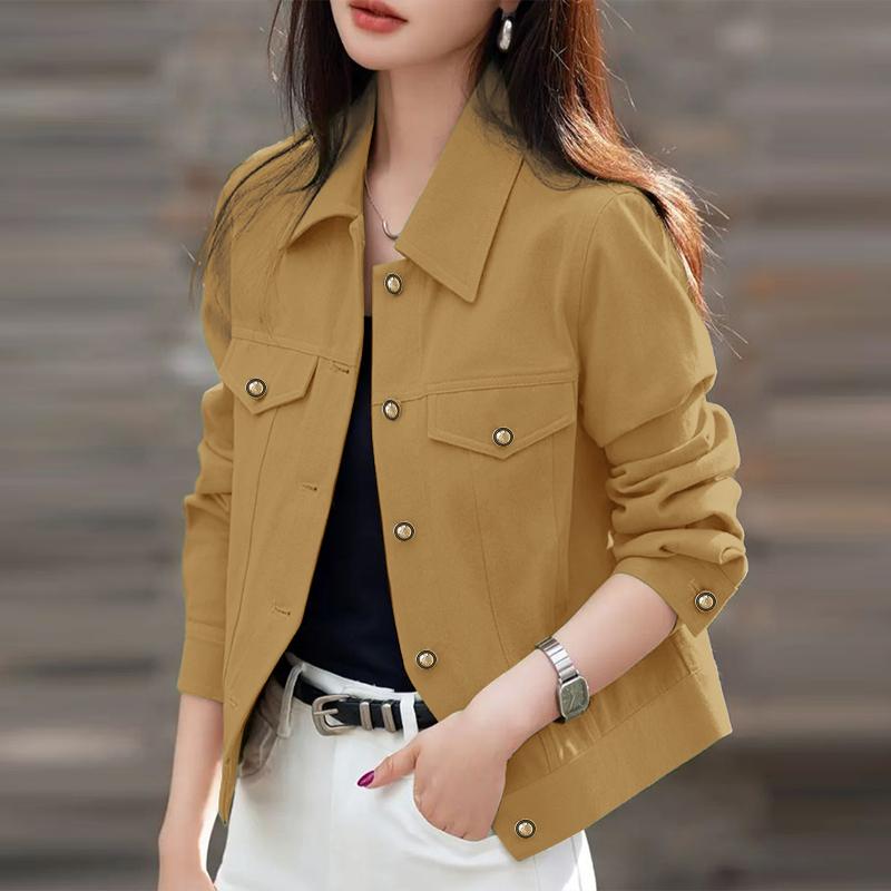 

ZANZEA Женская повседневная однотонная блузка с отложным воротником и длинными рукавами 2XL хаки