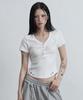 Aejeuyua Henry V-Neck Hold T-Shirt White