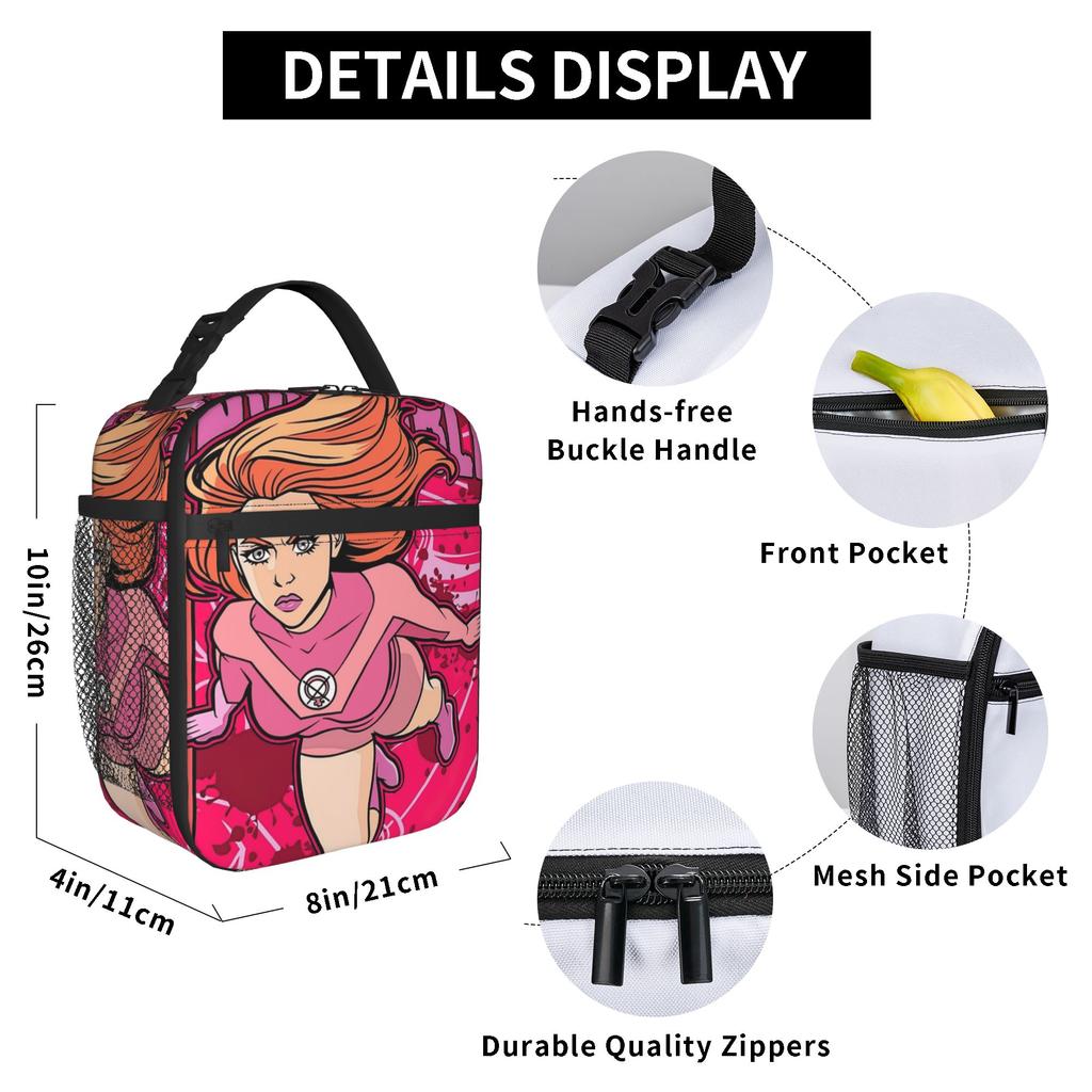 Invincible Lunch Bag For Men Atom Eve Graphic Lunch Box Funny Outdoor Picnic Cooler Bag Portable Oxford Thermal Lunch Bags