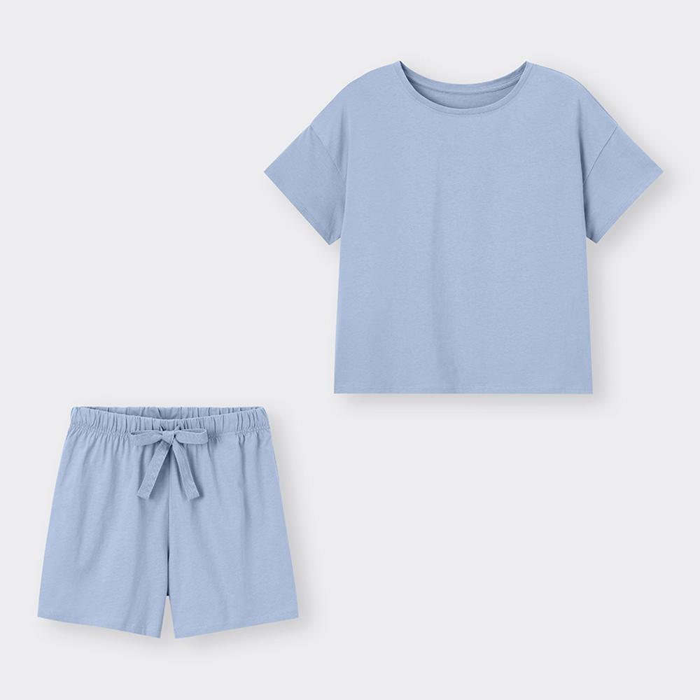 GU by Uniqlo Комплект из хлопка и цветных шорт с коротким рукавом 