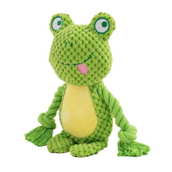 Plyšová pískací hračka pro psy, plyšové zvířátko, měkká plyšová zvířátka s lanovými nohami, hračka na prořezávání zubů pro štěňata, pro agresivní hlodavce