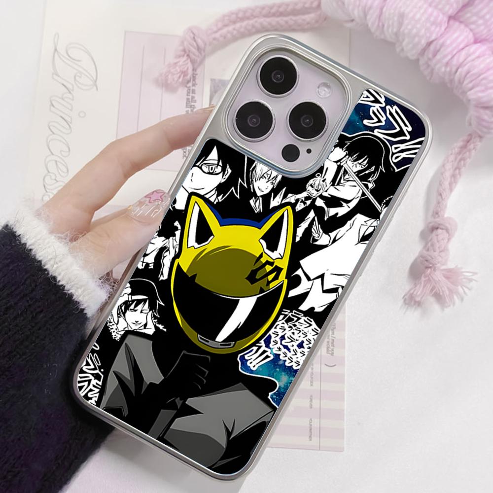 Anime Durarara Phone Case for iPhone 17 16 15 14 13 12 11 Air Pro Max Plus Electroplated Silver Cover