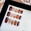Elegant 2025 Handmade Autumn/Winter Leopard Print Cat Eye Amber Nail Art Stickers - Removable and Skin-Whitening