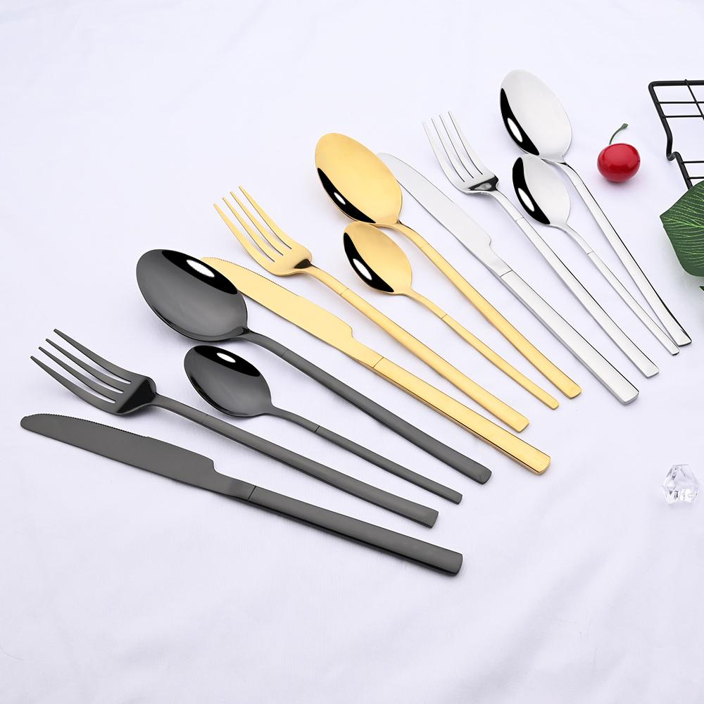 32pcs for 8, Dinnerware Set Stainless Steel Cutlery Set Knife Fork Tea Spoon Bar Restaurant Kitchen Tableware