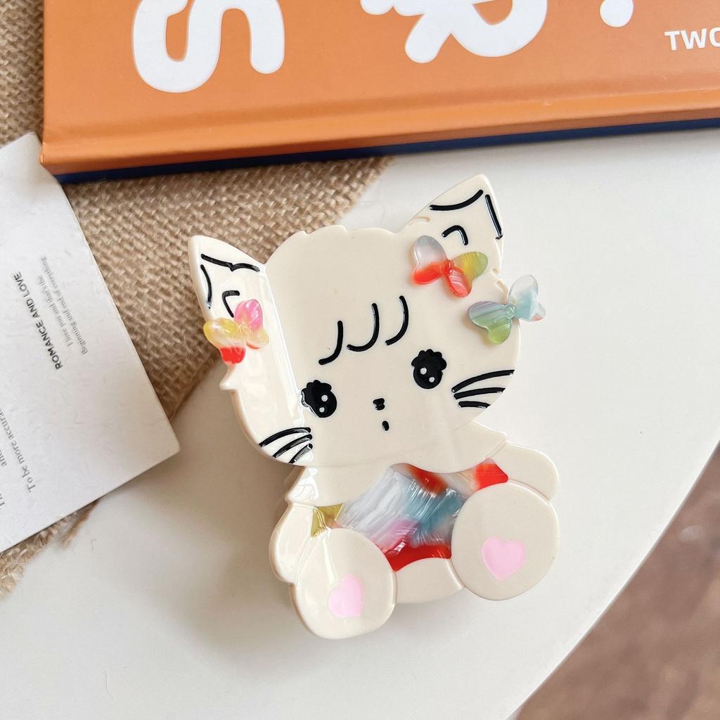 1pc Cute Cat Splicing Grab Clip Medium Hair Grab Shark Clip Personalized Fashion Sweet Hair Accessories