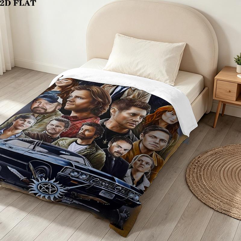 1PC Supernatural Patterned Flannel Blanket Suitable For All Seasons For Home Decor Warmth And Comfort Gifts Holiday Present