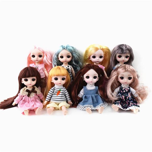 Păpușă cu ochi mari 16 cm Simulare Rochie de prințesă Jucărie Haine Păpușă Stil de modă Aleatoriu