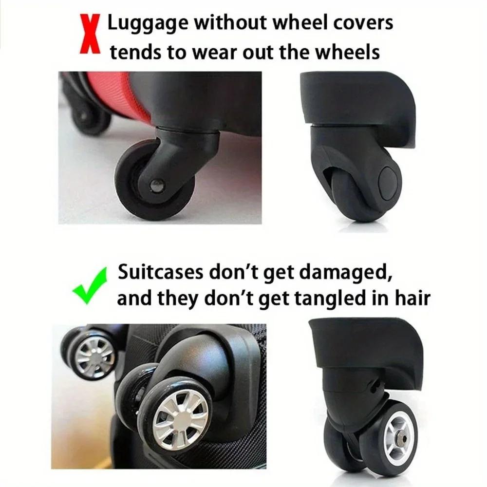 8PCS Silicone Luggage Wheel Covers - Universal Wheel Protector for Suitcase, Noise Reduction & Scratch Proof  Travel Accessories