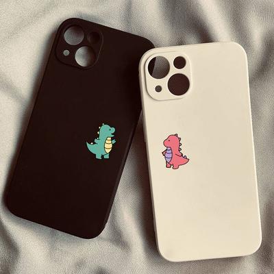 Cute Dinosaur Couple Phone Case for iPhone 17 16 15 14 13 12 11 Pro Max Mini X XS XR 7 8 Plus SE 17E Air Shockproof Cover Fundas