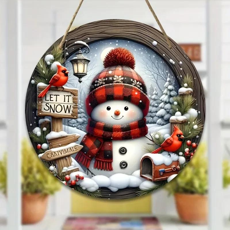 Snowman Front Door Welcome Sign 2026 Christmas Wooden Snowman Door Sign for Garden Farmhouse Home Christmas Winter Sign