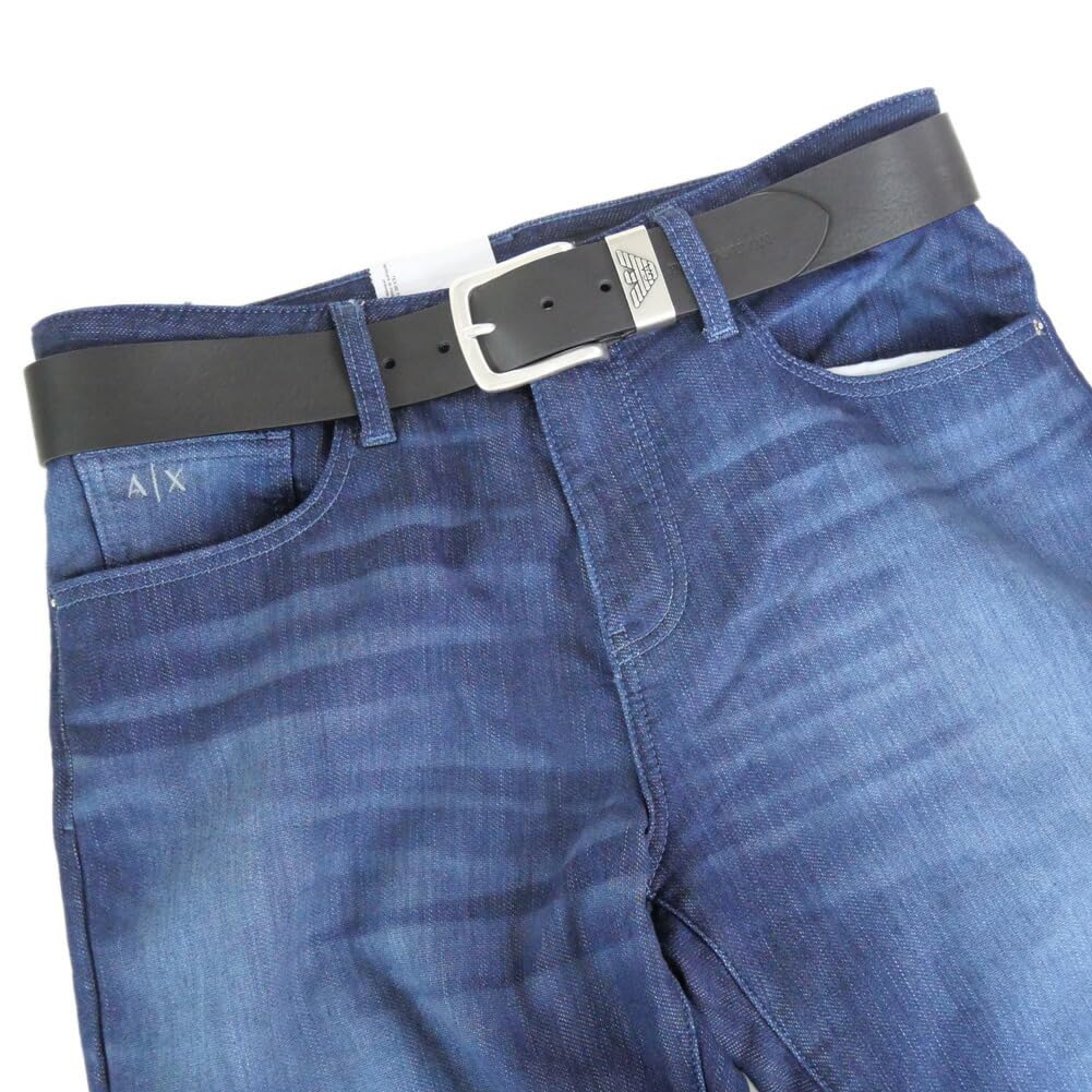 Emporio Armani Y4S201 YDD6G 80001 85 Men's Belt, Black, 3.8cm Wide,